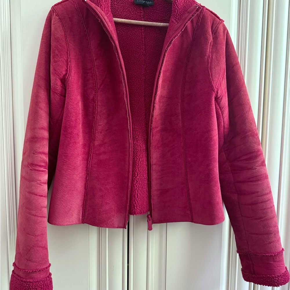 Express Women's Deep Red Teddy Jacket - image 1